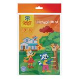 Фетр Мульти-Пульти "Приключения Енота", А4, 10л., 10цв., 1мм, жесткий