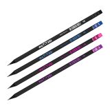 Карандаш ч/г MESHU "Black style", HB, заточен., с печатью, с ластиком, ассорти, туба