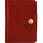 Визитница карманная OfficeSpace на кнопке, 10*7см, 18 карманов, натуральная кожа, красный