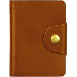 Визитница карманная OfficeSpace на кнопке, 10*7см, 18 карманов, натуральная кожа, светло-коричневый