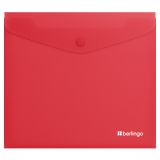 Папка-конверт на кнопке Berlingo "Soft Touch", А5+, 200мкм, софт-тач, коралловая
