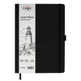 Скетчбук 100л., А4 Гамма "Студия", черный, твердая обложка, на резинке, слоновая кость, 110г/м2
