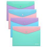 Папка-конверт на кнопке Berlingo "Haze" А4, 200мкм, софт-тач, с цветным клапаном, ассорти