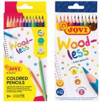 Карандаши цветные пластиковые JOVI "Wood-less", 12цв., трехгран., заточен., картон, европодвес