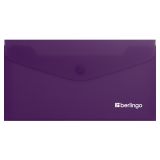 Папка-конверт на кнопке Berlingo "Soft Touch", C6, 200мкм, софт-тач, фиолетовая