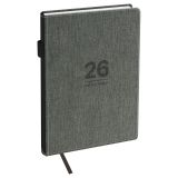 Ежедневник датированный 2026г., А5, 176л., твердый переплет, кожзам, BG "Fillsta. Gray", серый