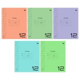 Набор тетрадей 12л., косая линия BG "Однотонный. Микс", пластиковая обложка, 10шт.