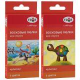 Мелки восковые Гамма "Мультики", 06цв., круглые, картон. упаковка, европодвес NEW