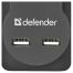 Сетевой фильтр Defender DFS 755 5 розеток 5,0м, 2xUSB, 2.1A, черный