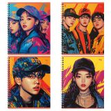 Тетрадь 96л., А5, клетка на гребне BG "К-поп", матовая ламинация