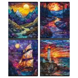 Тетрадь 80л., А5, клетка BG "Витраж", матовая ламинация, тиснение фольгой