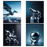 Тетрадь 48л., А5, клетка BG "Сталь", матовая ламинация, выб.лак, конгрев, с форзацем, 70г/м2