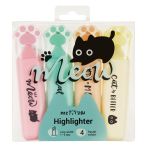 Набор текстовыделителей MESHU "Live, Life, Meow", 04цв., пастельные цвета, 1-5 мм, ПВХ бокс с европодвесом