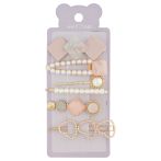 Заколки для волос MESHU, цвет розовый жемчуг, 6шт., европодвес