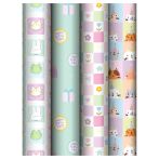 Упаковочная бумага глянц. 70*100см, MESHU "Милая вечеринка", 80г/м2, ассорти 4 дизайна