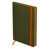 Ежедневник недатированный, А5, 136л., твердый переплет, кожзам, BG "Contrast. Khaki", болотный, цветной срез, на резинке