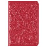 Обложка для паспорта Кожевенная мануфактура, нат. кожа, "Цветы", фуксия