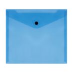 Папка-конверт на кнопке СТАММ А5+, 150мкм, пластик, прозрачная, синяя