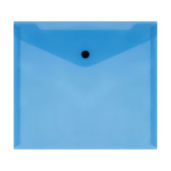 Папка-конверт на кнопке СТАММ А5+, 150мкм, пластик, прозрачная, синяя