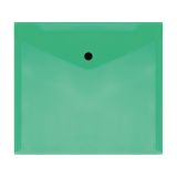 Папка-конверт на кнопке СТАММ А5+, 150мкм, пластик, прозрачная, зеленая