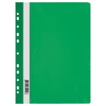 Папка-скоросшиватель пластик. перф. СТАММ А4, 120мкм, зеленая с прозр. верхом