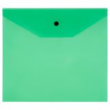 Папка-конверт на кнопке СТАММ А5+, 120мкм, пластик, прозрачная, зеленая