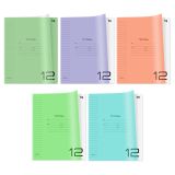 Тетрадь 12л., линия BG "Однотонный. Микс", пластиковая обложка