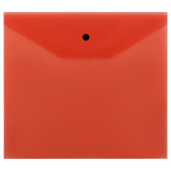Папка-конверт на кнопке СТАММ А5+, 120мкм, пластик, прозрачная, красная