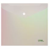 Папка-конверт на кнопке СТАММ "Сияние" А5+, 180мкм, пластик, непрозрачная, белый