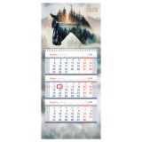 Календарь квартальный 1 бл. на 1 гр., 195*445 мм BG Mini premium "Сердце леса", с бегунком, 2026г.