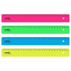Линейка 25см СТАММ, пластиковая, непрозрачная, неоновые цвета, ассорти