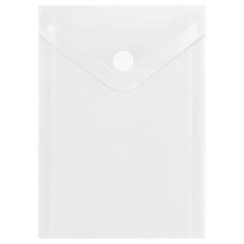 Папка-конверт на кнопке СТАММ А6 (105*148мм), 150мкм, пластик, прозрачная, бесцветная
