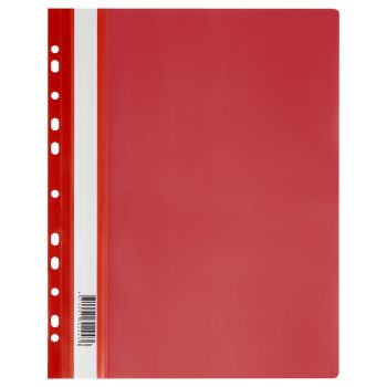 Папка-скоросшиватель пластик. перф. СТАММ А4, 160мкм, красная с прозр. верхом