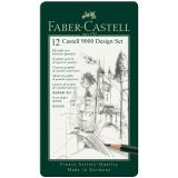 Набор карандашей ч/г Faber-Castell "Castell 9000 Design Set", 12шт., 5H-5B, заточен., метал. кор.