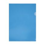 Папка-уголок СТАММ А4, 150мкм, пластик, прозрачная, синяя