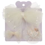 Заколки для волос MESHU с топперами, 3шт., светло-бежевый, европодвес