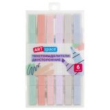 Набор текстовыделителей двусторонних ArtSpace "Thin trace", 06цв., пастельные цвета, 1/1-3мм, ПВХ бокс с подложкой, европодвес
