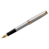 Ручка перьевая Parker "Sonnet Stainless Steel GT" черная, 0,8мм, подарочная упаковка Ручка перьевая Parker "Sonnet Stainless Steel GT" черная, 0,8мм, подарочная упаковка