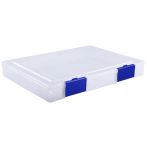 Папка для документов СТАММ А4, 235*310*40мм, пластик., прозрачная, синие защелки