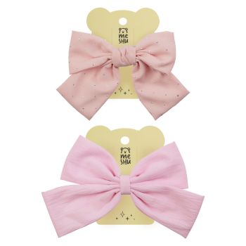 Заколка для волос MESHU, бант, розовая, ассорти, 14*13см, европодвес