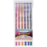Набор гелевых ручек Crown "Glitter Metal Jell" 6шт., 06цв., 1,0мм, с блестками, ПВХ уп., европодвес Набор гелевых ручек Crown "Glitter Metal Jell" 6шт., 06цв., 1,0мм, с блестками, ПВХ уп., европодвес