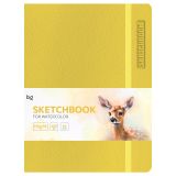 Скетчбук для акварели 40л., А5 BG "Яркий. Желтый", кожзам, на резинке, 200г/м2