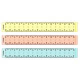 Линейка-циркуль 15см СТАММ, пластиковая, прозрачная, неоновые цвета, ассорти, европодвес