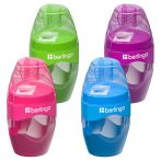 Точилка пластиковая Berlingo "Triangle" 1 отверстие, контейнер, ассорти, дисплей