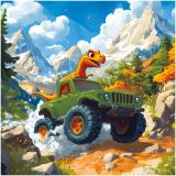 Пазл  64 эл. ТРИ СОВЫ "Динозавр на внедорожнике"