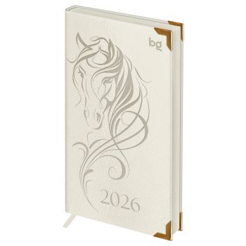 Еженедельник датированный 2026г., 90*165, 64л., твердый переплет, кожзам, BG 