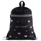 Мешок для обуви 1 отделение Berlingo "Life is Beautiful", 360*460мм, вентиляционная сеточка , светоотражающая лента, карман на молнии