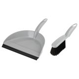 Комплект для уборки OfficeClean щетка-сметка и совок, с резиновой кромкой, ширина 24 см, пластик, серый