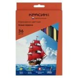 Карандаши цветные Красин "Алые Паруса", 36цв., трехгран., заточен., картон, европодвес
