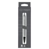 Ручка шариковая Parker "IM Stainless Steel CT" черная, 1,0мм, кнопочн., подарочная упаковка с европодвесом